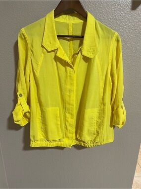 Fridaze linen Bright Yellow Lightweight Button-Front Shirt